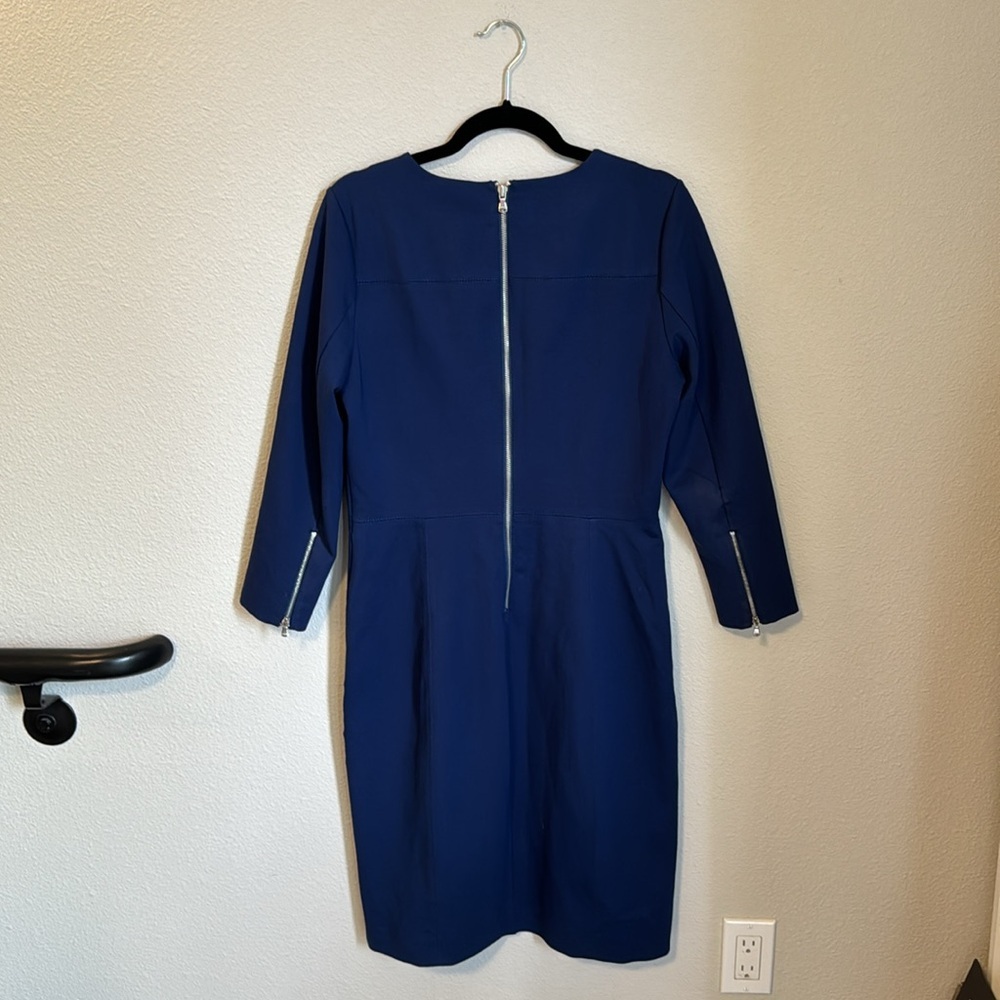 JCrew Stretchy Blue Work Dress - Picture 5 of 9